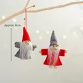 Set of two red and grey Nordic Christmas gnomes hanging on a branch, height approx. 8cm - Two-Piece Set / Red and Grey Bearded Old Man