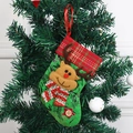 Green felt Christmas stocking featuring a reindeer applique and red plaid cuff decoration - Green Plaid Reindeer Stocking
