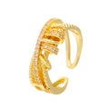 Anello rotante dorato regolabile con pietre di zircone e dettagli a trama di perline - Zirconia Multistrato Oro (Oro 14K K-916)