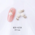 Detail of white resin camellia and gold music note nail charm with rhinestones, 6x11mm - Gold Diamond White Rose Style (8258)