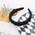 Vintage hand-woven headband in black cotton rope style with unique braided texture - Black
