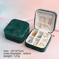 Dark green velvet square jewelry box with zipper and interior compartments 10x10x5cm - Square 10x10 Velvet Style / Dark Green