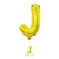 Golden foil balloon letter J with retail card packaging for birthday party decor - Letter J (With Backing Card) / 16" / Gold