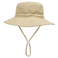 Dettaglio cappello sole bimbi con tesa rinforzata e cordino regolabile bianco - Cachi