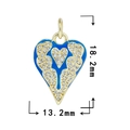 Pendentif coeur en émail bleu avec zircone en plaqué or 18K, taille 18,2x13,2mm - Bleu Royal