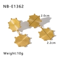 Detail of 18k gold plated double disk earrings showing 2.0cm and 2.2cm sizes and textures - Spiral Texture Gold Style (NB-E1362) / 18K Gold