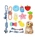 12-piece dog chew toy set featuring colorful cotton ropes and plush squeaky shapes - 12-Piece Set 650g