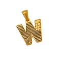 Golden titanium steel necklace with letter W pendant featuring bark texture finish - W-Single Pendant