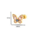 Golden butterfly cartilage stud with blue and pink zircons, 0.86cm width jewelry - 6# Gold (Butterfly Style)