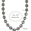 Collana chicco di caffè 11mm in acciaio inossidabile da uomo catena hip hop 45cm - Colore Acciaio 45cm