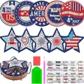 DIY diamond painting coaster set with patriotic July 4th USA stars and stripes patterns - USA Theme Star and Round Mix (BD997)