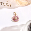 Gold-plated daisy flower pendant with purple marquise-cut zircons and white crystals - Pendant Only / Purple