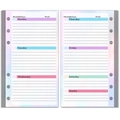 Weekly planner refill for 6-hole binder with rainbow edge and grid layout for A6 notebooks - Colorful Gradient Weekly Plan (54 Sheets)