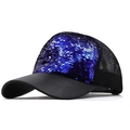 Detail of blue sequins and breathable black mesh on this stylish sun baseball cap - Adjustable / Dark Blue Sequin (JX-380112)