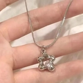 Silver snake chain necklace featuring a hollow star pendant with a sparkling crystal stone - Hollow Pentagram Star Necklace