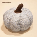 Cuscino a forma di zucca in peluche con motivo floreale blu chiaro e morbido picciolo - 20cm / Fantasia Floreale Blu