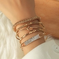 5-teiliges Set goldener Vintage-Kettenarmbänder mit geometrischen Strasssteinen - Strass 5-teiliges Set (WG-1290)
