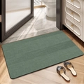 Absorbent diatomite bath mat with green grid pattern on modern wooden floor - Lawrence Green (patented Coating)