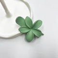 Matte green plumeria duckbill clip with floral design for tropical vacation hair styling - Rubber Paint Side Clip Green