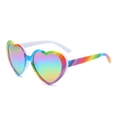 Rainbow striped heart-shaped sunglasses with colorful lenses and white temple detail - Rainbow Frame Rainbow Lens