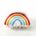 Rainbow striped matte hair claw clip with large grip teeth for daily hair styling - Rainbow Style A