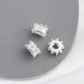 Three 14K gold plated silver spacer beads with clear zircon stones for DIY jewelry - Style 8 / 8x4mm / Thick Silver