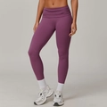 Lila High-Waist Yoga-Leggings mit doppellagigem Bund und Po-Lifting-Effekt für Sport - S / Pflaumenlila