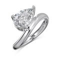 Elegant S925 silver pear cut zircon ring with a modern bypass twisted band design - US 6 / Platinum Silver DY121104