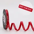 Red 1cm ribbed ribbon with white Just For You printed text for gift and flower wrapping - 1CM Grosgrain Ribbon [Wine Red just] 40 Yards