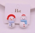 Close-up of cute snowman clip-on earrings for kids with festive Christmas holiday style - 19# Snowman Pair / Clip-on Earrings Pair