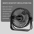 Ventilatore da tavolo USB bianco con rotazione a 360 gradi e 3 velocità per raffreddamento - 4 Pollici / Nero (3 Velocità)