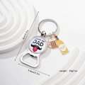 Silver I Love My Dad beer bottle opener keychain with glass dome and mini beer charms - I Love My Dad Mustache Red Tongue Style (6)