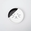 Minimalist white ceramic cat bowl with cute black kitten face pattern for pet snacks - Black Cat Face Plate