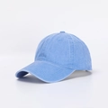 Classic light blue washed denim baseball cap with vintage distressed texture in side view - Adjustable / Sky Blue
