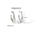 Minimalist irregular geometric silver stainless steel hoop earrings with hammered texture - Irregular Molten Texture (Silver) / Silver (YYE023570-P)