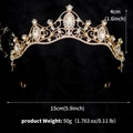Elegante corona da sposa dorata con strass, alta 4cm e larga 15cm per eventi formali - Corona Singola / Oro