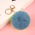 Blue faux rabbit fur pompom keychain with gold lobster clasp for women bag accessory - New Sky Blue / Light Gold Figure 8 Chain Lobster Clasp