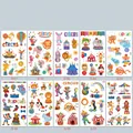 Detailed sheet collection of ten waterproof circus cartoon temporary tattoos for children - Circus Series