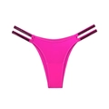 Fuchsia ice silk high-cut bikini panty with double rhinestone straps on sides - Fluorescent