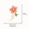 Pink enamel rose brooch with white pearl on gold base, size 4.5cm by 2.6cm - XD825130-1 Pink Flower Pearl
