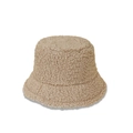 Close-up of the fuzzy teddy fleece texture on this warm winter beige bucket hat - Teddy Plush Bucket Hat-khaki / M(56-58cm)