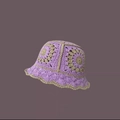 Handmade crochet bucket hat with purple and khaki contrast floral knit patterns - M (56-58cm) / Sunflower Purple