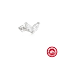 S925 sterling silver marquise crown cartilage stud earring with flat back piercing design - Single White Gold #6 (Double Marquise Zircon)