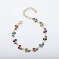 18k gold plated stainless steel cherry charm bracelet with colorful glitter enamel pendants - Gold + Multi-color