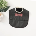 Waterproof baby bib with black tuxedo design, white collar, and red striped bowtie feature - Wings-shaped Circus - Red And Brown Bow Tie / One Size