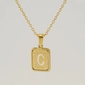 Collier en acier inoxydable 18K doré avec pendentif carré et la lettre C - Lettre C