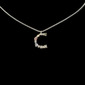 Letter C pendant necklace in silver with colorful zircon stones on a fine chain - Letter C / Silver