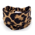 Bohemian style high elastic wide headband featuring a classic brown leopard print pattern - 111