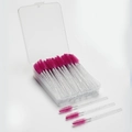 50-piece rose red spiral eyelash brushes with silver glitter handles in storage box - Crystal Handle Rose Red Bristles