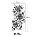 Sketch style black and white rose flower tattoo sticker BK-087, size 96x190mm - BK-087 / 96*190mm